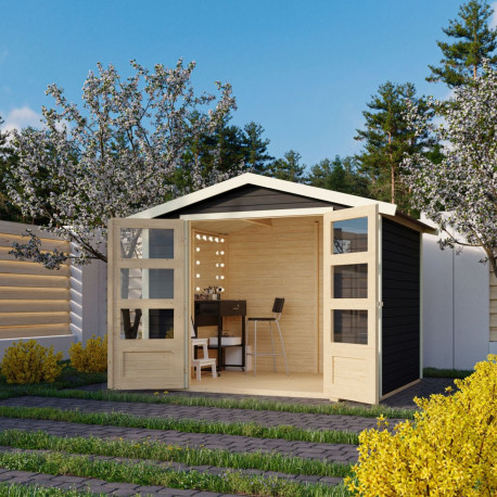 Casetta da giardino in legno massiccio grigio terra 4,57 m² Amberg 3 – WoodFeeling