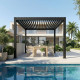 Pergola bioclimatica autoportante DELUXE in alluminio con doppie alette antracite 4x4m - telecomando - X-METAL