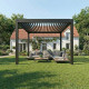 Pergola bioclimatica autoportante DELUXE in alluminio con doppie alette antracite 4x4m - telecomando - X-METAL