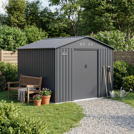 Casetta da giardino in metallo 10,85m² FIRST antracite + kit d'ancoraggio X-METAL