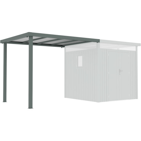 Tettoia addossata 275x230 cm in acciaio zincato verde salvia per casetta da giardino Kosto da 5,29 m² o 6,76 m² - X-METAL