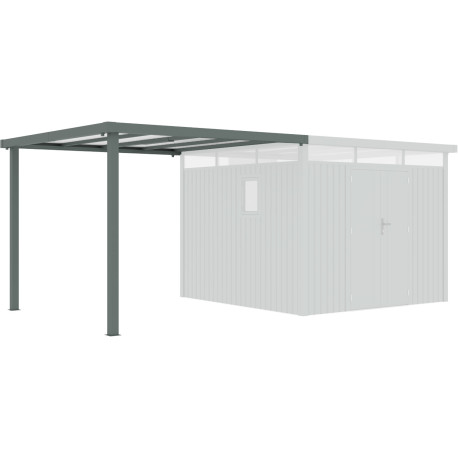 Tettoia addossata 275x294 cm in acciaio zincato verde salvia per casetta Kosto da 8,64 m² - X-METAL