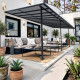 Pergola addossata regolabile in alluminio - pannelli grigi - 400 cm di profondità x 985 cm di lunghezza - X-METAL