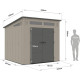 Casetta da giardino Sunlife HDPE 6,5 ​​m² a pendenza singola crema e grigio + pavimento - JOBU