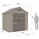 Casetta da giardino Sunlife in HDPE color crema e marrone da 4,5 m² + pavimento - JOBU