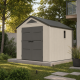 Casetta da giardino Sunlife in HDPE da 9,5 m² crema e grigio + pavimento - JOBU