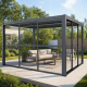 Pannelli scorrevoli in policarbonato trasparente da 3 mm per lato di una pergola da 4 m - X-METAL
