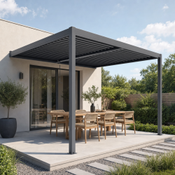 Pergola bioclimatica in alluminio color antracite, 3x3 m, H250 cm - X-METAL