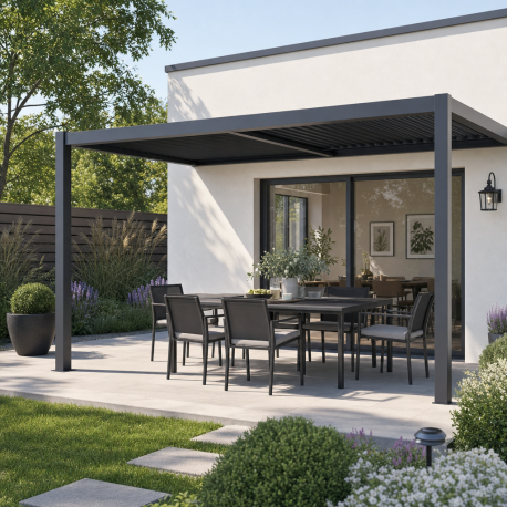 Pergola bioclimatica in alluminio color antracite, 4x3 m, H250 cm - X-METAL