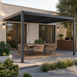 Pergola bioclimatica in alluminio color antracite, 4x4 m, H250 cm - X-METAL