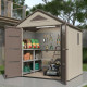 Casetta da giardino Sunlife in HDPE color crema e marrone da 4,5 m² + pavimento - JOBU