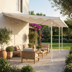 Tenda ombreggiante retrattile beige per pergola 300x556x240/290