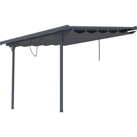 Tenda ombreggiante retrattile color antracite per pergola 300x315x240/290