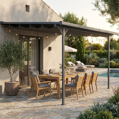 Tenda ombreggiante retrattile color antracite per pergola 3,75x2,55 m - X-METAL