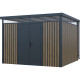 Casetta da giardino in acciaio zincato 0,4mm Woodsteel 8,8m² + kit di ancoraggio - X-METAL