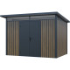 Casetta da giardino in acciaio zincato 0,4mm Woodsteel 6,6m² a tetto monopendenza + kit di ancoraggio - X-Métal