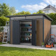 Casetta da giardino in acciaio zincato 0,4mm Woodsteel 6,6m² a tetto monopendenza + kit di ancoraggio - X-Métal