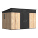 Casetta da giardino WOODIZY in resina spazzolata da 7,29 m² effetto legno skylight + pavimento - Jobu