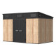 Casetta da giardino WOODIZY in resina spazzolata da 7,29 m² effetto legno skylight + pavimento - Jobu