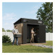 Casetta da giardino WOODIZY in resina spazzolata effetto legno da 4,71 m² skylight + pavimento - Jobu