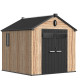 Casetta da giardino WOODIZY in resina spazzolata effetto legno da 5,47 m² skylight + pavimento - Jobu