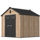 Casetta da giardino WOODIZY in resina spazzolata effetto legno da 5,47 m² skylight + pavimento - Jobu