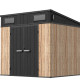 Casetta da giardino WOODIZY in resina spazzolata effetto legno da 4,71 m² skylight + pavimento - Jobu