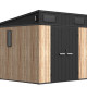 Casetta da giardino WOODIZY in resina spazzolata effetto legno da 4,71 m² skylight + pavimento - Jobu