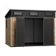Casetta da giardino WOODIZY in resina spazzolata effetto legno da 4,71 m² skylight + pavimento - Jobu