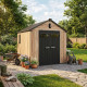 Casetta da giardino WOODIZY in resina spazzolata effetto legno da 5,47 m² skylight + pavimento - Jobu