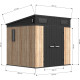 Casetta da giardino WOODIZY in resina spazzolata effetto legno da 4,71 m² skylight + pavimento - Jobu