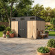 Casetta da giardino WOODIZY in resina spazzolata da 7,29 m² effetto legno skylight + pavimento - Jobu