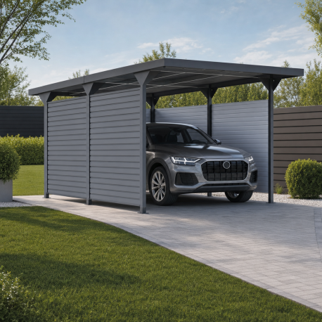 Pareti aggiuntive in acciaio zincato 0,4mm per carport tetto piano - X-METAL