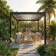 Pergola bioclimatica autoportante DELUXE in alluminio con doppie alette antracite 4x4m - telecomando - X-METAL