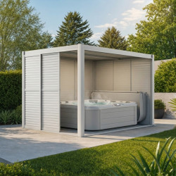 Parete completa di 3 pannelli scorrevoli con alette apribili - 300cm - grigio chiaro - X-METAL