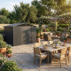 Casetta da giardino Kosto doppia falda in acciaio zincato grigio scuro 7,56 m² + kit di ancoraggio - X-Metal