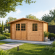 Casetta in legno massello da 28 mm trattato in autoclave colore marrone 12m² TOP - Gardy Shelter