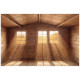 Casetta in legno massello da 28 mm trattato in autoclave colore marrone 12m² TOP - Gardy Shelter - con finestra apribile
