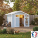 Casetta da giardino in PVC 4,9m² UTILITY bianco e grigio blu + kit di ancoraggio Grosfillex 