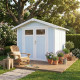 Casetta da giardino in PVC 4,9m² UTILITY bianco e grigio blu + kit di ancoraggio Grosfillex 