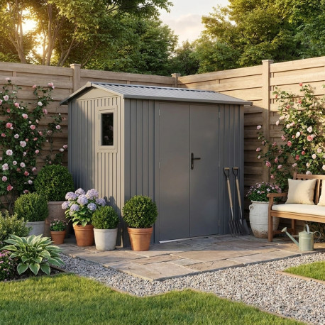 Casetta da giardino in acciaio zincato Roka 4,08 m² + kit di ancoraggio - X-Métal