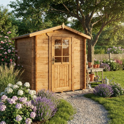 Casetta da giardino in legno massello 28 mm, trattata in autoclave colore marrone 4 m² TOP – Gardy Shelter