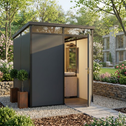 Casetta da giardino modulare coibentata 2x2m antracite e nera - pavimento incluso - Everbox