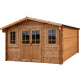Casetta in legno massello da 44 mm trattato in autoclave colore marrone 16m² TOP - Gardy Shelter 