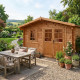 Casetta in legno massello da 44 mm trattato in autoclave colore marrone 12m² TOP - Gardy Shelter 