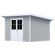 Casetta in legno composito 28mm grigio chiaro 9m² PREMIUM tetto piatto - Woodlife Garden