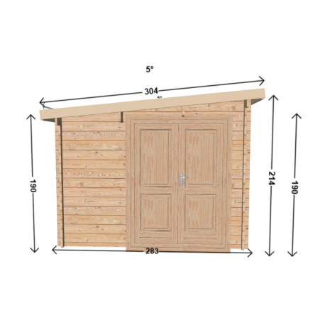 Su misura - Casetta da giardino 283x293 cm in legno grezzo da 28 mm