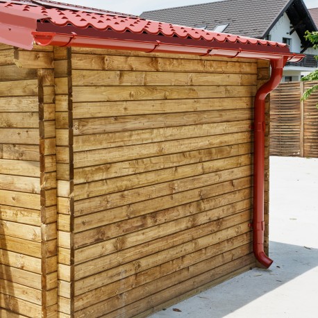 Set grondaie rosso - pronto per l'installazione della casetta da giardino Gardy Shelter 9m²