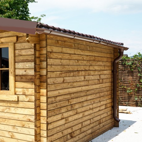 Set grondaie marrone - pronto per l'installazione della casetta da giardino Gardy Shelter 16m²