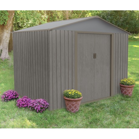 Casetta da giardino in metallo 4,72m² effetto legno bois vieilli